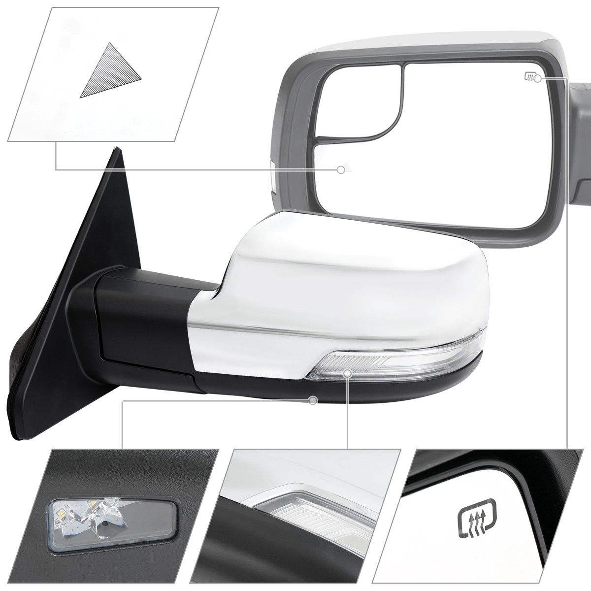 Heavy Equipment Driver - Left/Driver Side Chrome Mirror Fits 2019-2024