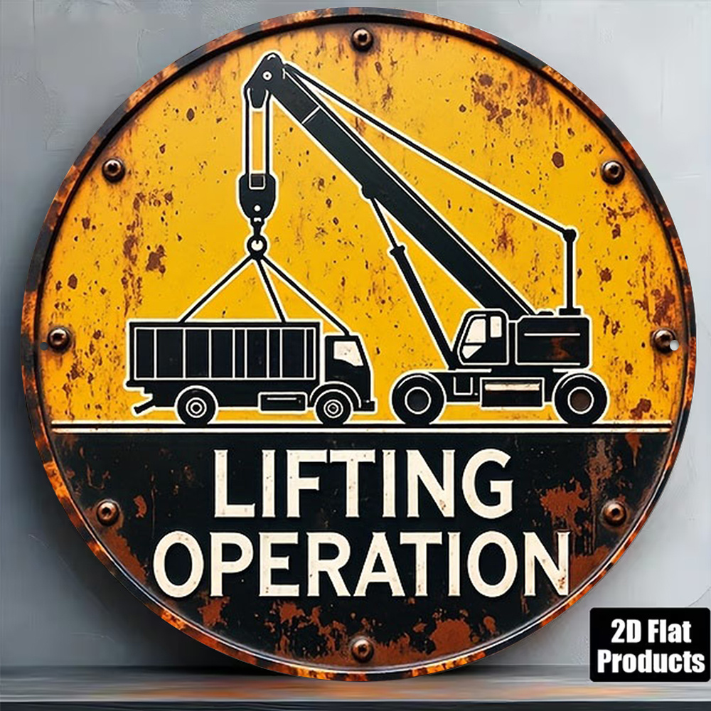 2D Metal Sign Round 20cm Retro - đánh giá và giá Heavy Equipment Sign